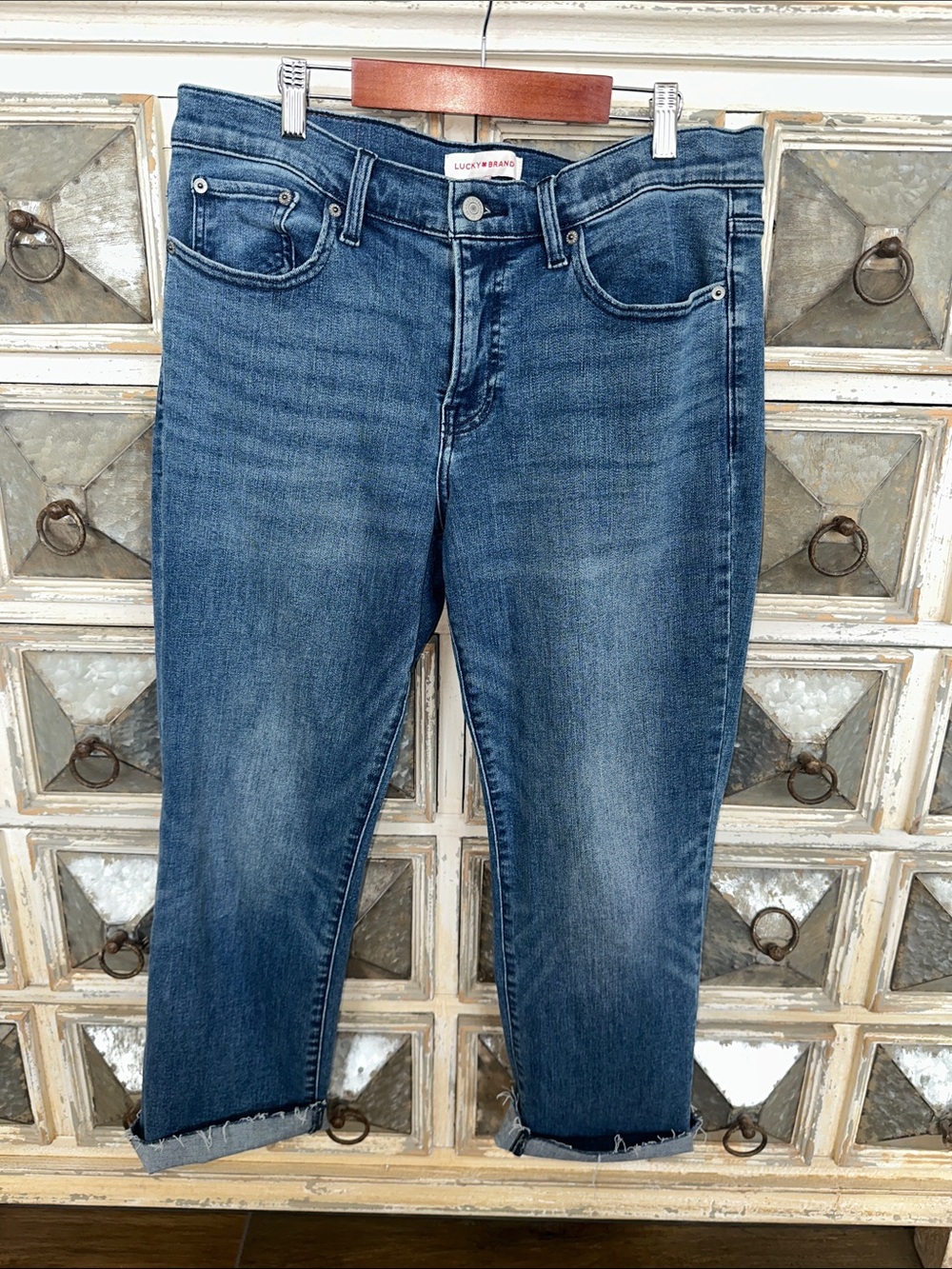 Lucky Brand Medium Blue Cropped Straight Jeans